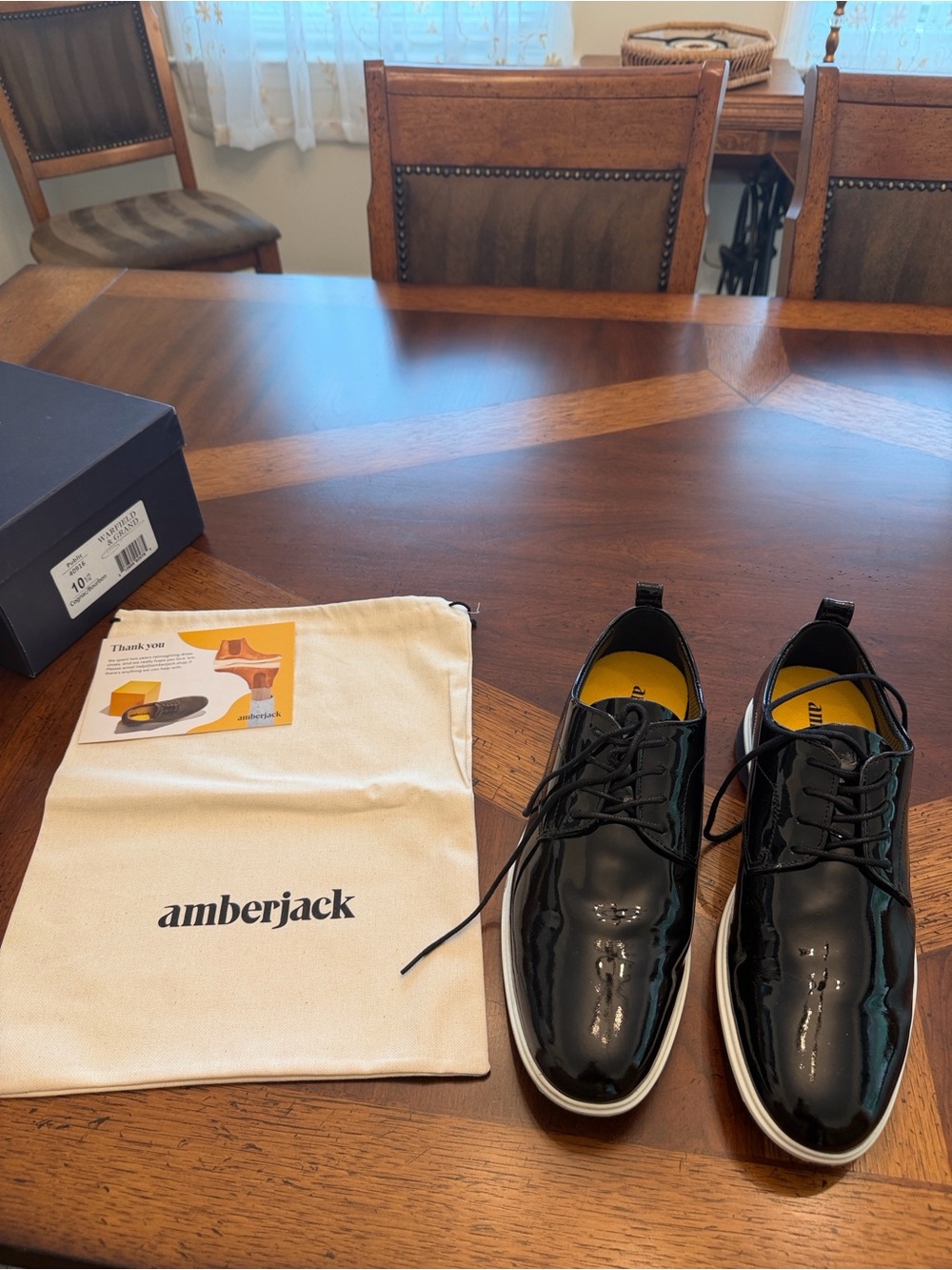 Amberjack Men’s Black Patent Leather Derby Shoes